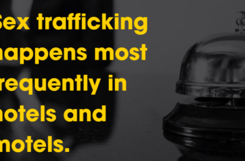 graphic featuring message about sex trafficking in hotels and motels